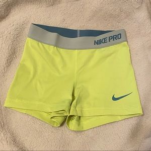 Neon Yellow Nike Pro Shorts